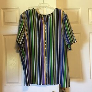 Colorful, dressy, buttoned down, plus size blouse.